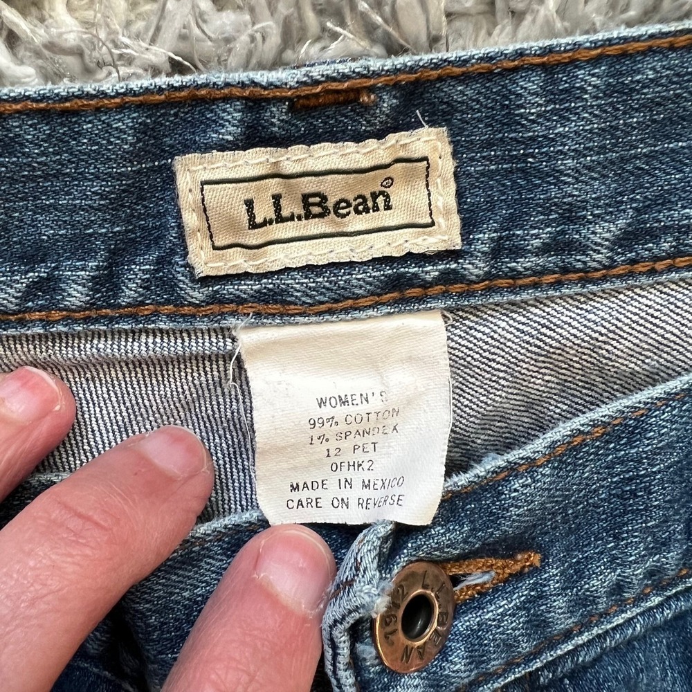 Vintage 80s LL BEAN Jeans Womens 12 Petite Mid Rise Blue Med Wash Cotton